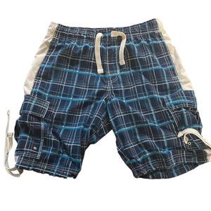 Nike Sportswear Swimming Trunks Mens Large Plaid Blue White